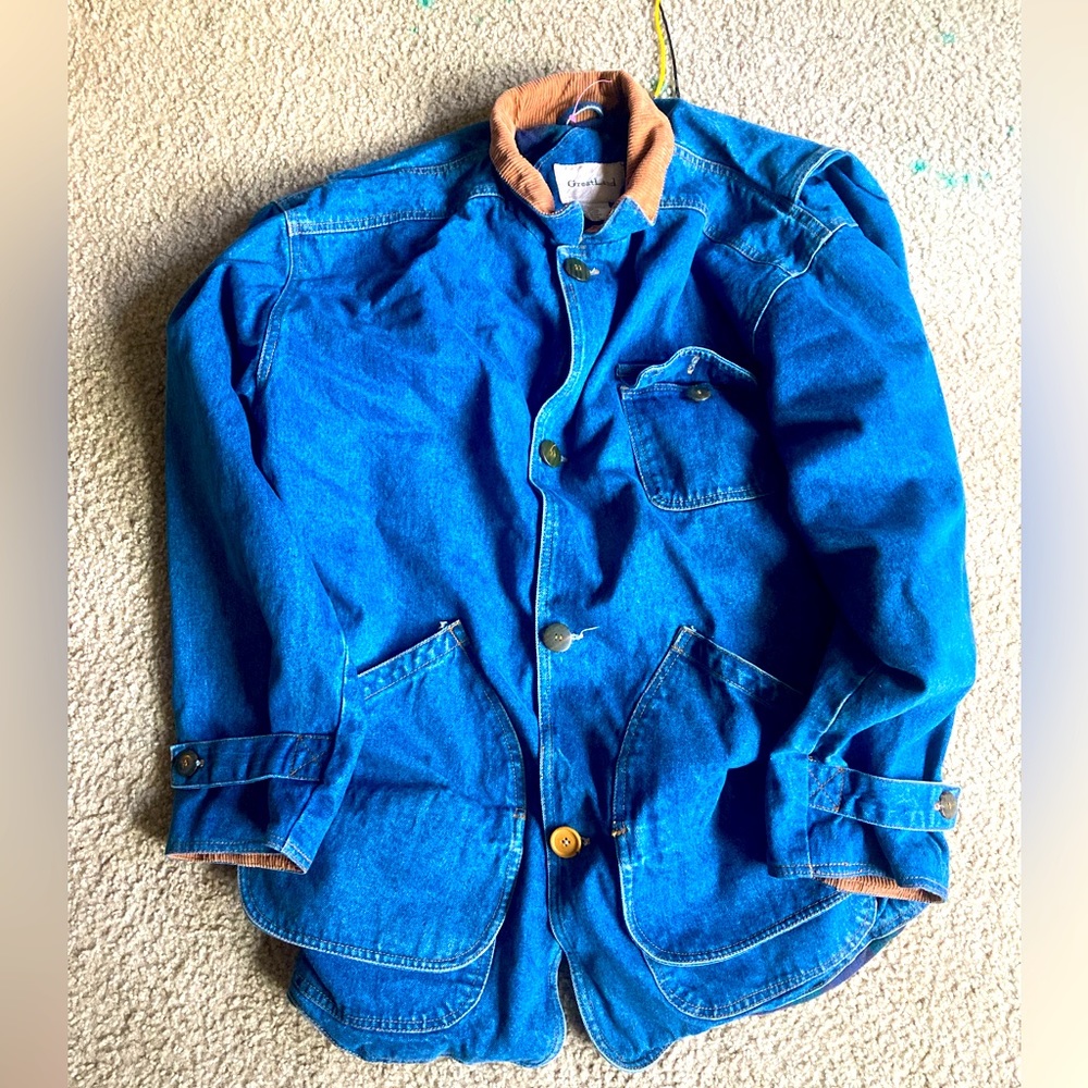 GreatLand Men's Large Insulated Denim Coat, Good Condition